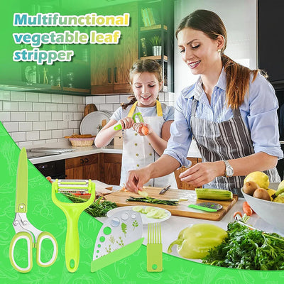 Herb Scissors  Stainless Steel 5 Blade Kitchen Shears Household Vegetable Cutter with Cover Multifunctional Kitchen Gadgets